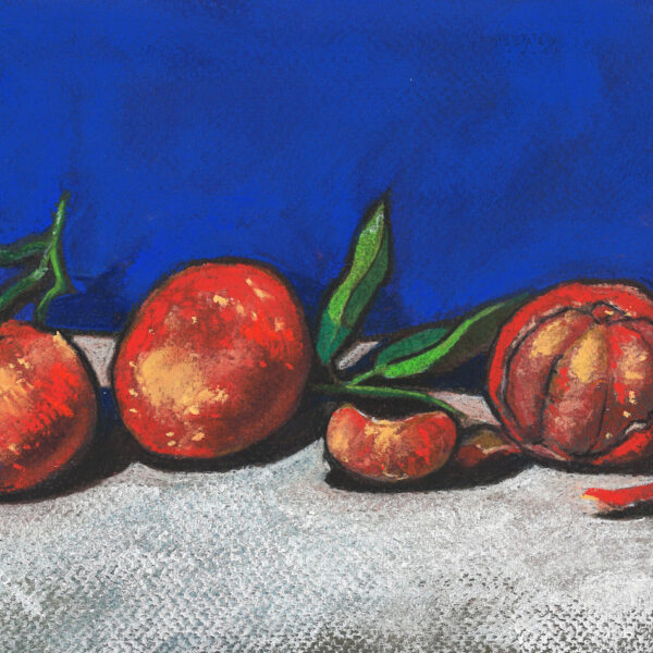 Tangerines on a blue background