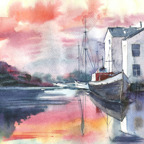 Yacht near the house